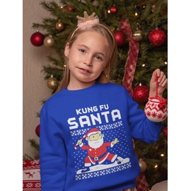 Tstars Kung Fu Santa Ugly Christmas Sweater Funny Toddler Kids Sweatshirts 5/6 Blue
