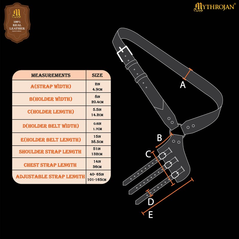 Mythrojan Genuine Leather Sword Baldric Belt - Medieval Shoulder Sword