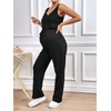 OYOANGLE Women's Maternity 2 Piece Pajamas Set Rib Knit Sleeveless