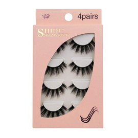 Elocoise False Eyelashes,3D Eye Lashes Reusable 4 Pairs Long Hand-made Faux Eyelashes for Eye Makeup (G107)