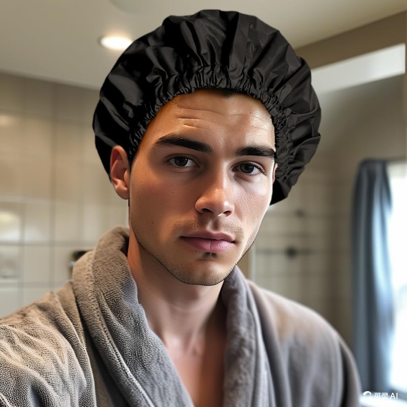 Reusable Shower Cap for Women, Large Waterproof Shower Bonnet Washable