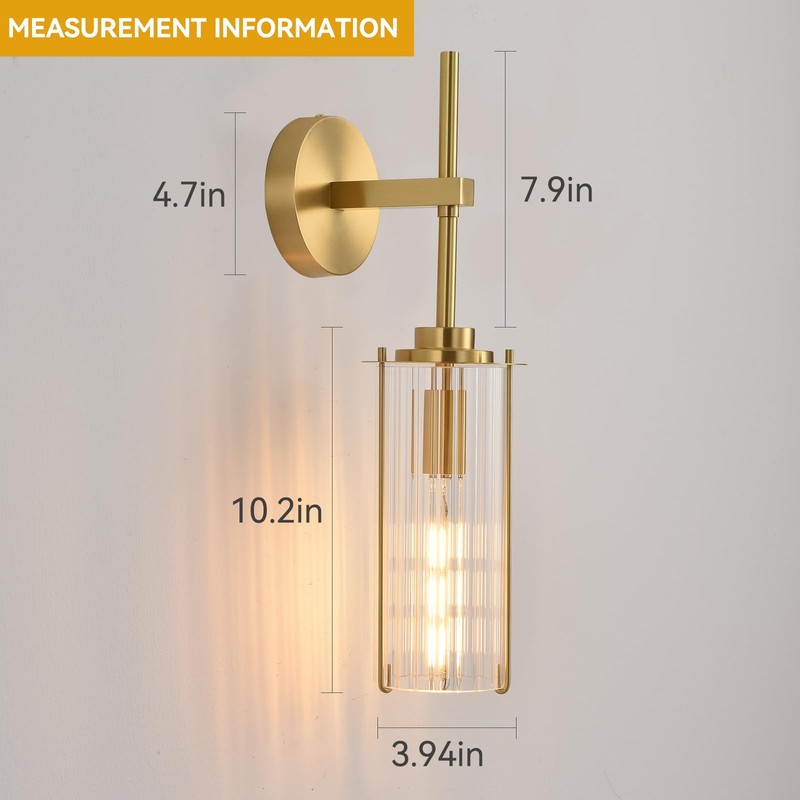 HermnJakk Modern Brass Wall Sconce,18" Gold Wall Sconces,Bathroom Vanity Light