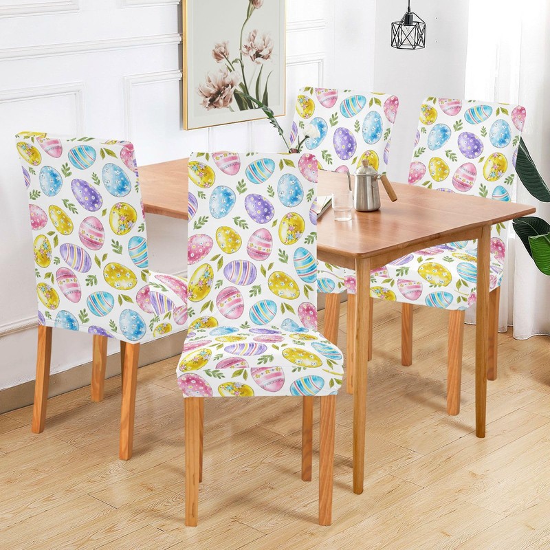 Kcldeci Easter and Green Leaves Spandex Chair Covers for Dining