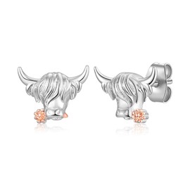 VYYU Highland Cow Earrings for Women Girls - Dainty Highland Cow Gifts, Hypoallergenic Cute Animal Stud Earrings Jewelry Birthday Christmas Anniversary Valentines Day Gifts