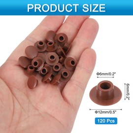 uxcell 120Pcs Plastic Hole Plugs, 1/5"(6mm) Flush Type Panel Round Screw Caps Cover Fastener Knockout Locking Plugs for Furniture Insert End Caps Panels, Red Brown