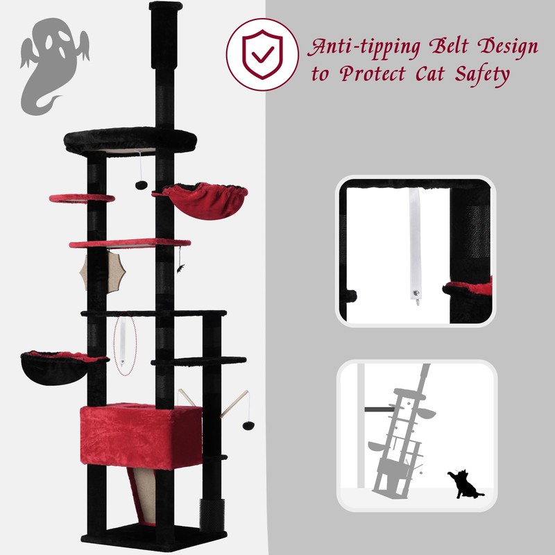 Hey-brother Gothic Cat Tree, 98.4-110.2 Inches Floor to Ceiling Cat