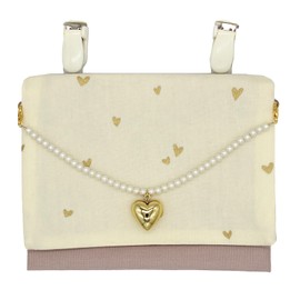 Jewelry Shop M Moving Pocket, Clip, Pocket Pouch, High School Girls, Children, Simple, Pocket Pouch, Made in Japan, Charm Pok, mini heart white x gold heart