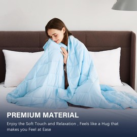 CuteKing Weighted Blanket - Weighted Blanket with Premium Glass Beads - Breathable Heavy Blanket for Comfort Sleep - Thick Blanket All Season (3lbs, 36"x48", Twin, Light Blue)