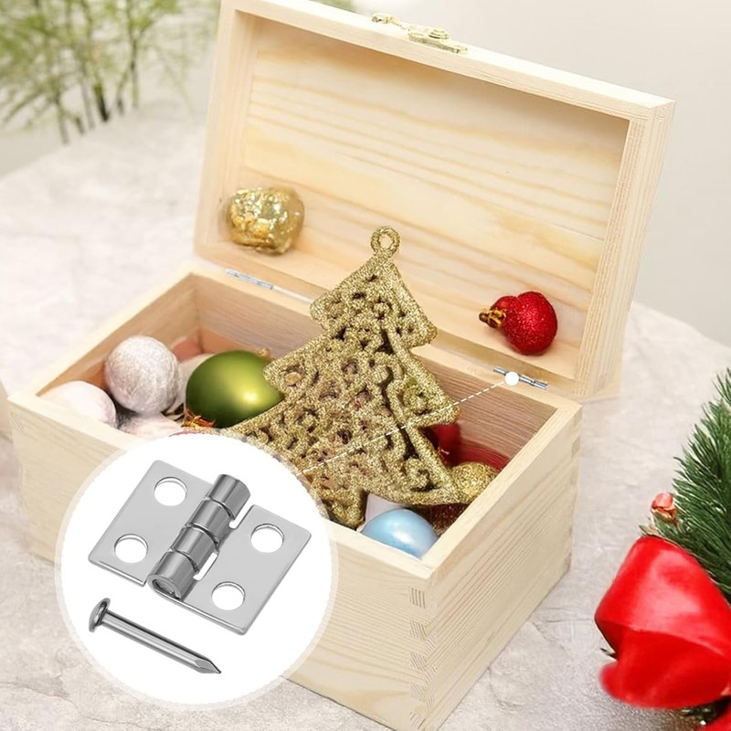 100Pcs Mini Hinges for Crafts (10x8mm), Small Brass Hinges with