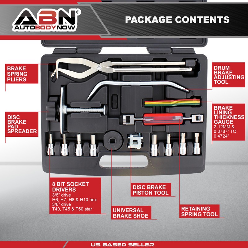 ABN 15-Piece Brake Kit with Brake Caliper Tool, Brake Drum