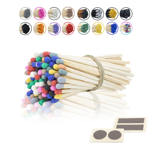 4" Inch Long Wooden Refill Matchsticks with Strike Stickers -