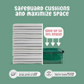 Compactor 2-in-1 Vacuum Storage Bags + Weatherproof Box for Small Dining Cushions, Space Saver Vacuum Storage Bags, Patio Cushion Storage