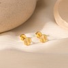 PRTGL Gold Earrings: Dainty Mini Flat Back Baseball Screw Stud