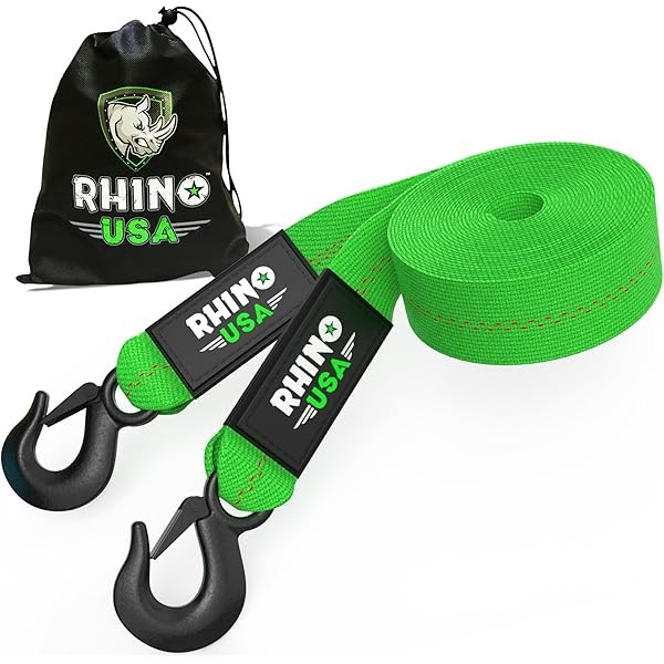 Rhino USA Tow Strap with Hooks (2 Inch x 20