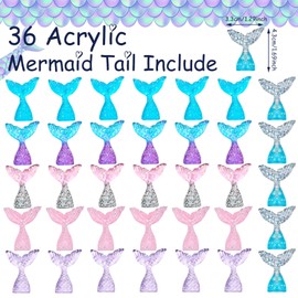 36 piezas de cola de sirena de resina para tartas, mini cifras de cola de sirena, decoración de cupcakes para fiestas de sirena, decoración de fiesta de cumpleaños, suministros de fiesta de baby