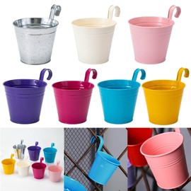 Diarypiece Flower Pot Wall Mounted Pot Hanging Planter Removable Hook Outdoor Flower Pot Basket for Balcony Fence