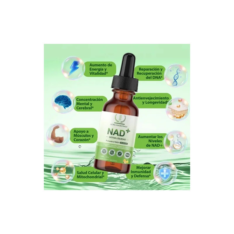 Nad+ Gotas Nr Nicotinamida Ribosa Antioxidante Mujer Hombre Sabor Limón
