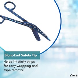 Engraved Nurse Bandage Scissors 5.5" Made of Stainless Steel to Give as Vet Tech Nurse Appreciation Grad Gift, RN, BSN Medical Students in Colorful Dogs Cats Pet Paws Print (Blue)