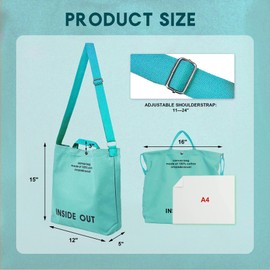 Canvas Tote Bag for Women - inside out Bag Large Canvas Crossbody Handbag Shoulder Bag for Work Travel Casual