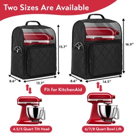Stand Mixer Cover Compatible with KitchenAid 6/7/8 Quart Bowl Lift Mixers, Cotton Mixer Cover with Zipper Pocket for Kitchen Aid Accessories and Attachments