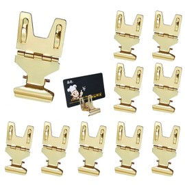 SensaBliss Card Stand, Pack of 10, Stainless Steel, Pop Stand, Angle Adjustable, Price Card Holder, Price Card Holder, Double Clip, Store Supplies, Business Card Displays, Suitable for Supers, Fruit