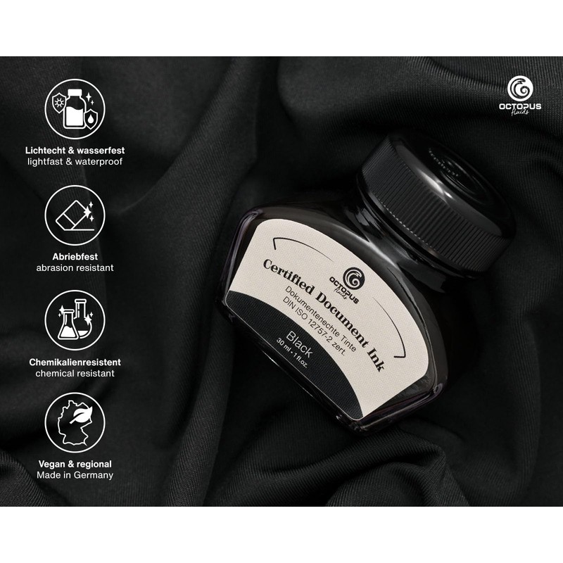 Indelible Ink Black with Converter, Certified According to DIN ISO