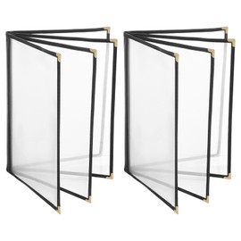 2PCS Menu Covers 8.5" x 11" Restaurant Menu Holder 4 Page 8 View Transparent Menu Sleeve,Fits A4 Size Paper for Restaurant Menu Home Project Office Daily Paper Chores and etc