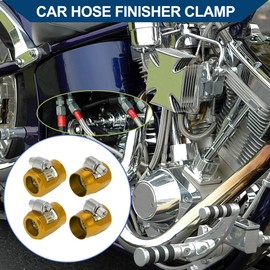 Hihaha AN6 Hose Finisher Clamp/Rubber Hoses End Finisher for Oil Fuel Tube/Durable Aluminum Alloy/4 Pcs Gold Tone