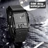 FANMIS Men's Waterproof Rectangle Dial Analog Digital Wrist Watch with