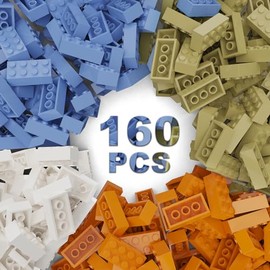 160 PCS Classic Building Bricks, 2x4 Bulk Bricks, Compatible with Pieces 3001 and All Major Brands, Creative Building Block Toys for Boys Girls Ages 6 7 8 9 10 Years Old