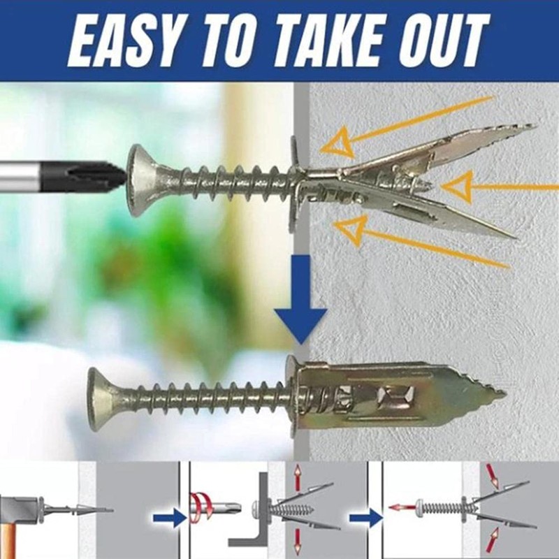 TYFT Self Drilling Anchor Bolts, Expansion Screws Set, Hollow Wall