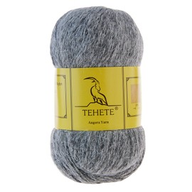TEHETE Angora Wool Yarn for Crocheting Soft Luxurious Fuzzy Chunky Angora Rabbit Hair Knitting Yarn(Grey,1Ball)