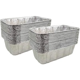 PACTOGO 1.5 lb. Aluminum Disposable Rectangle Loaf Pans For Serving, Baking, Cooking, Roasting, Broiling, Cakes Made in USA (Pack of 100)