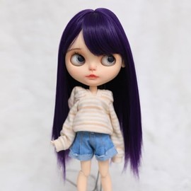 Linfairy 9-10 inch Doll Long Wig Long Hair (Purple)