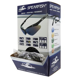 Bullhead Safety Spearfish Glasses, Anti-Fog, Scratch-Resistant, Impact Protection, Clear Lens and Shiny Black Half Frame