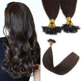 U Tip Hair Extensions Real Human Hair 50 Strands 40g 16inch Dark BrownPre Bonded Hair Extensions Real human hair Nail U Tip Hair Extensions #2 16inch