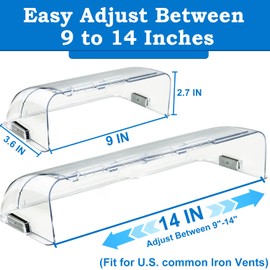 Binazon Heating & Air Vent Deflector for Vents, Sidewall, Ceiling, Floor Registers - Adjust Between 9"-14", Magnetic Vent Covers for Air Conditioning, Heat, AC, Floor, Under Furniture (4 Pack Clear)