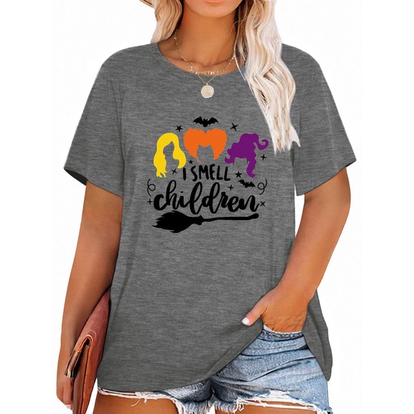 Halloween Shirt for Women Plus Size Funny Graphic Basic Witch
