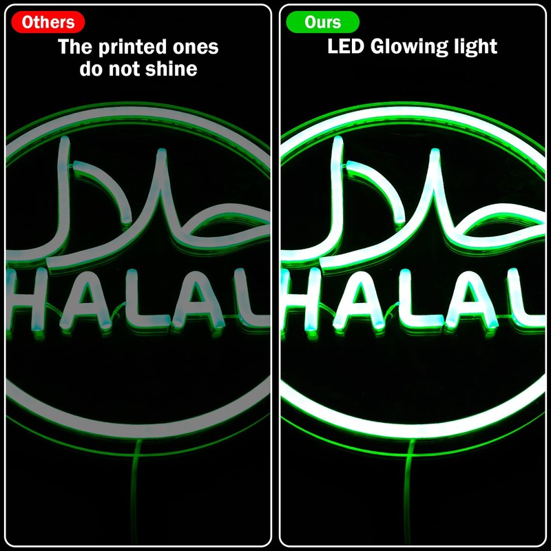 Halal Neon Signs for Wall Decor Dimmable Led Green Restaurant