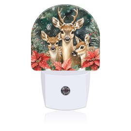 Uiaoiais Night Light for Kids Girls Boys, Christmas Elk Flowers LED Night Light Plug into Wall with Dusk to Dawn Sensor for Room Decor, Hallway, Kitchen, Bathroom, Nursery, Stairs