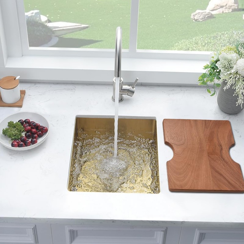 BoomHoze Gold Bar Sink, 13 x 15 Inch Undermount Kitchen