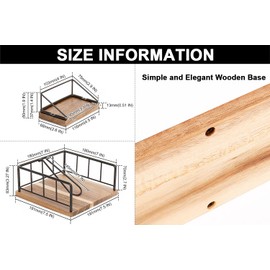 Livabber Flat Napkin Holder, Metal Kitchen Napkin Storage with Weighted Tension Arm Rustic Tissue Paper Dispenser for Countertop, Table Kitchen, Dining Room (with Wooden Base, Black Napkin Holder Set)