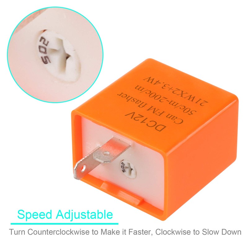Kinstecks 2Pin Flasher Relay Speed Adjustable 12V Motorcycle Indicators LED