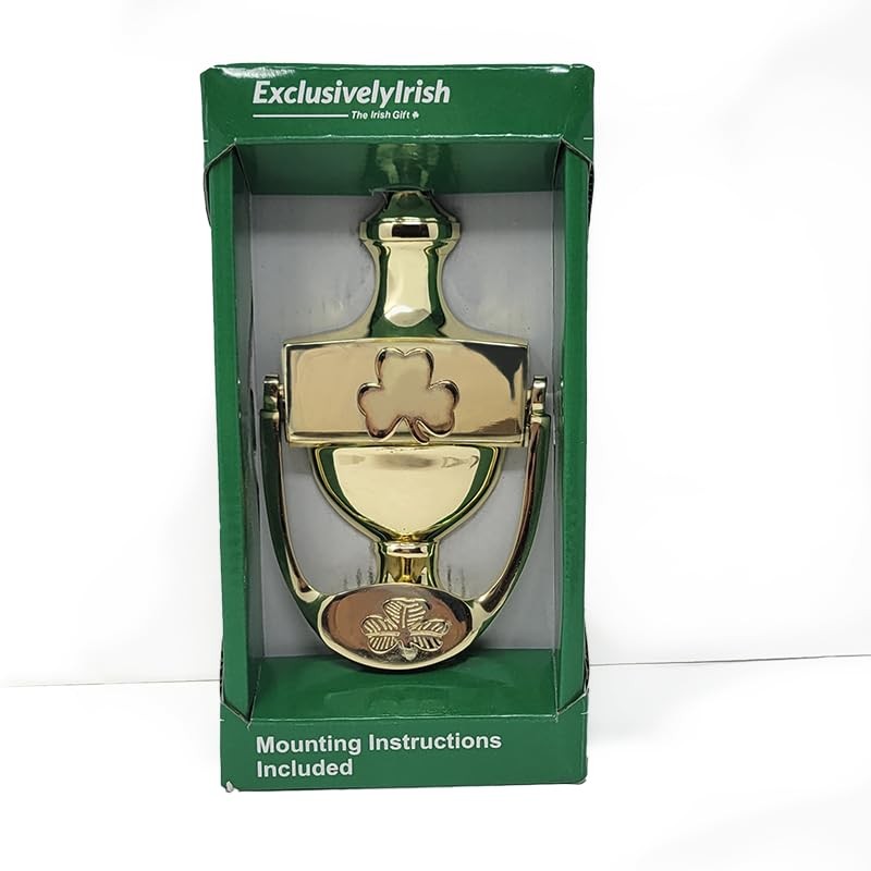 8 Inch Irish Door Knocker for Front Door Polished Brass