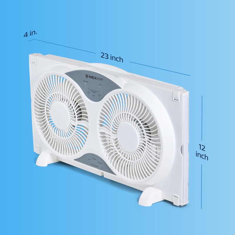 Nexair 9" Twin Window fan with Remote Control, 3 Speed