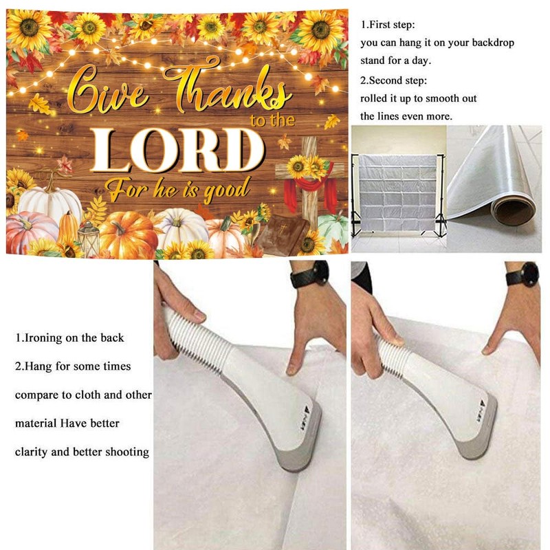 Give Thanks to The Lord Backdrop Autumn Maple Leaf Pumpkin