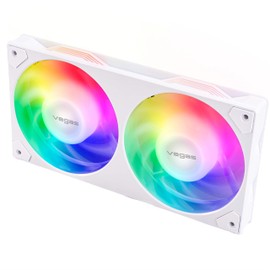 Akasa Vegas A24, White aRGB 240 mm All-in-One Fan with Square Frame, Addressable RGB Motherboard Sync, PWM Controlled Fan for Computer Case and CPU Liquid Cooler, AK-FN112-WH