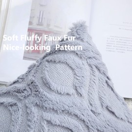 decorUhome Set of 2 Faux Fur Cushion Covers 40x40 cm, Decorative Soft Plush Fluffy Velvet Cushion Cover 16X16 Inch, Square Boho Neutral Pillow case for Sofa, Grey