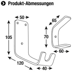 Connex Fahrradwandhaken - 2-teiliges Set mit Pedalraste & Radfixierung - Belastbar bis 40 kg - verzinkt / Universalhaken / Montagehaken für Garage / Werkstatthaken / Ordnungshelfer / DY222032