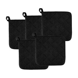 LannuMet 5pcs Pot Holders Heat Resistant Pot Holder,Cotton Potholder for Kitchens,Oven,Countertops,Black